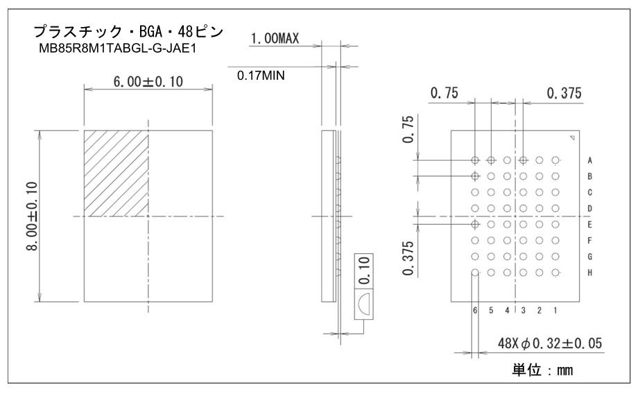 プラスチック・BGA・48ピン MB85R8M1TABGL-G-JAE1